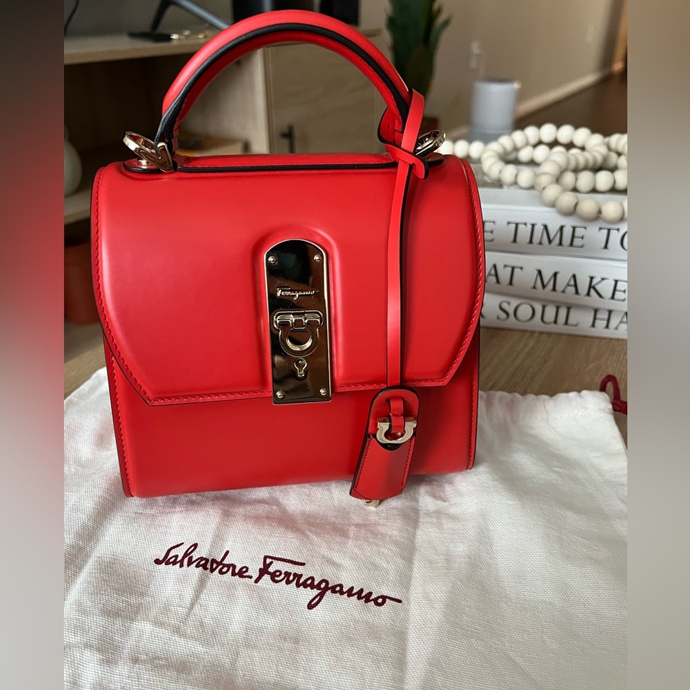 Ferragamo Mini Boxyz Convertible Crossbody Bag in Arid Coral
